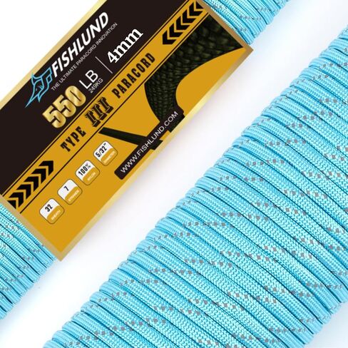 Paracord 550 lb, 7 Strand Type III Paracord Rope 100ft 4mm, Nylon Parachute Cord for Camping, White in Kuwait