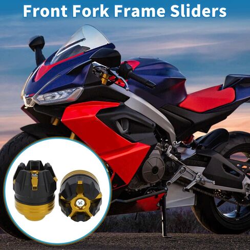 Motorcycle Frame Sliders Front Fork Falling Protection Wheel Crash Protector Scooter Moped Aluminum Alloy Plastic Blue 2 Pcs in Saudi Arabia
