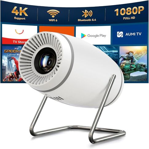 جهاز عرض ، جهاز عرض صغير مع WiFi و Bluetooth ، يدعم 4K 1080p Portable Projector 270 ° Rotatable 130 '' Screen Movie Oncostone متوافق مع الهاتف الذكي/الكمبيوتر/الكمبيوتر المحمول in Kuwait
