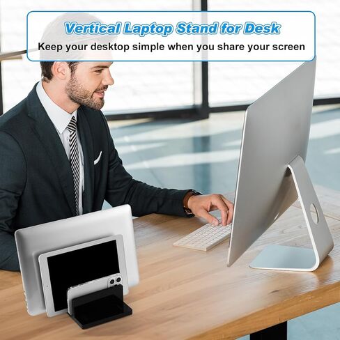 Chunful Adjustable Vertical Laptop Stand for Desk, Acrylic 3 Slot Laptop Holder Desktop, Invisible Desktop Notebook Dock for Notebook Computer, All Gaming Laptops up to 17''(3 Slot) in Saudi Arabia