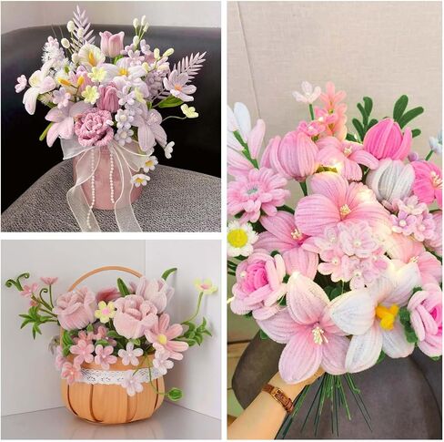 Peryiter 12 Inch Pipe Cleaners Flowers Set 1000 Pcs Pipe Cleaners Chenille Stems Craft Supplies Bulk for Tulip Bouquet Making, Art DIY Craft Projects Creative Gift Party Decorations in Saudi Arabia