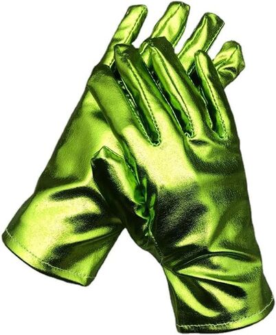 1 Pair of Shiny Metallic Spandex Gloves Faux Leather Cropped Gloves for Halloween Cosplay Costume Party Favors in Saudi Arabia
