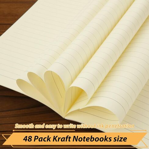 MIVIDE 50 Pack A5 Kraft Notebooks, Black Cover Journal Bulk Pack 8.3 x 5.5 inch Notebooks 60 Pages, Lined Travel Notebooks for Writing, Making Plans, School Office Supplies in Saudi Arabia