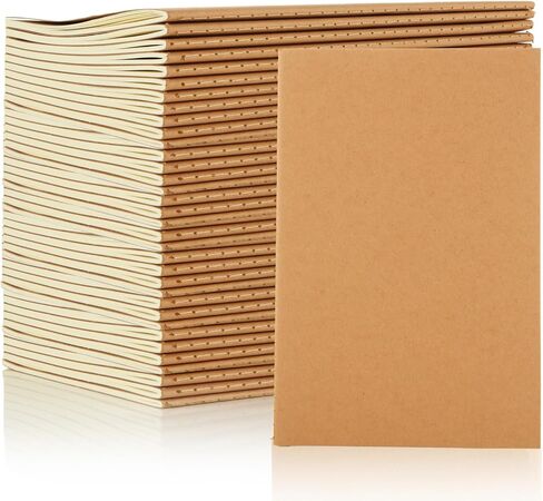 MIVIDE 50 Pack A5 Kraft Notebooks, Black Cover Journal Bulk Pack 8.3 x 5.5 inch Notebooks 60 Pages, Lined Travel Notebooks for Writing, Making Plans, School Office Supplies in Saudi Arabia