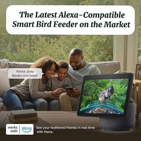 Beako™ AI Smart Bird Feeder with 4K Camera Solar Powered for Outdoors - Ultra HD Live Stream, 10,000+ Species Identification, Real-Time Alerts, Easy Setup & Refill, No Subscription in Kuwait