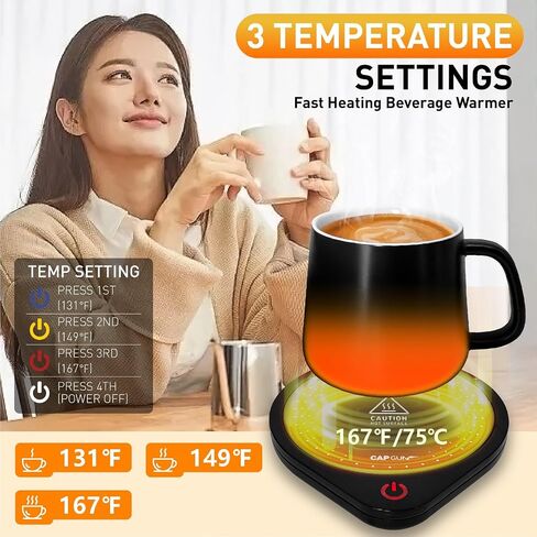 Electric Coffee Mug Warmers for Desk, 75℃ Precision Heating & Auto Shut Off, Spill-Proof Cup Warmer for Coffee/Tea/Milk/Hot Chocolate (White) in Saudi Arabia
