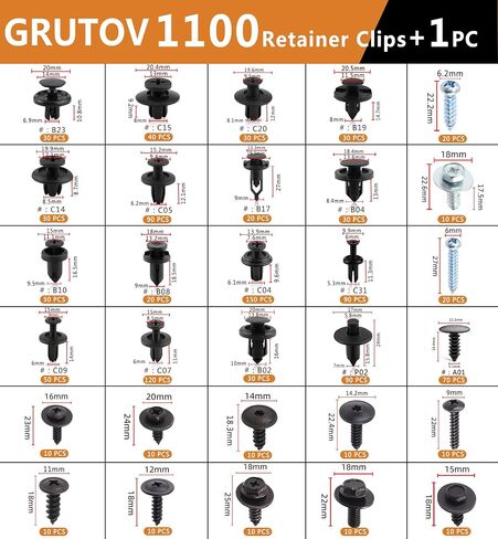 1301PCS Automotive Push Pins Car Car Clips Door Door Plany Trim Rivets Charsortment مع Residener Remover 41 Sister Car Pumper Fender Clips Housh for Honda Ford Toyota GM Chrysler BMW Benz Nissan Subaru in Kuwait