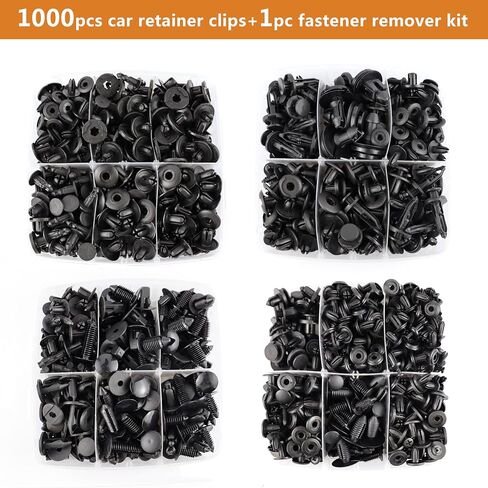 1301PCS Automotive Push Pins Car Car Clips Door Door Plany Trim Rivets Charsortment مع Residener Remover 41 Sister Car Pumper Fender Clips Housh for Honda Ford Toyota GM Chrysler BMW Benz Nissan Subaru in Kuwait
