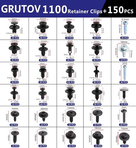 1301PCS Automotive Push Pins Car Car Clips Door Door Plany Trim Rivets Charsortment مع Residener Remover 41 Sister Car Pumper Fender Clips Housh for Honda Ford Toyota GM Chrysler BMW Benz Nissan Subaru in Kuwait