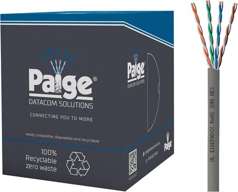 Paige GameChanger Cat6 Cable, 258310311, 22AWG, UTP, Solid, CMR, 1000ft Box, Gray in Saudi Arabia
