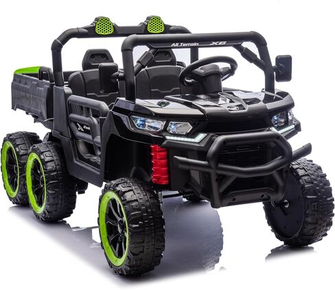 24 فولت 2 مقاعد 4WD ركوب تعمل على شاحنة القمامة مع سرير تفريغ كهربائي ، UTV الكهربائي مع التحكم عن بعد ، المجرفة ، السحب القوس ، مشغل الموسيقى للفتيات أو الأولاد أو الفتيات الأسود in Kuwait