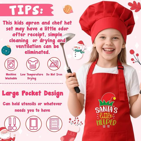 R Horse Kid Apron و Chef Hat Set - 2pcs أسود Tiny Chef القابل للتعديل للأطفال المطبخ المطبخ الصغار مع جيوب للأطفال in Saudi Arabia