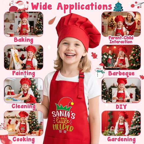 R Horse Kid Apron و Chef Hat Set - 2pcs أسود Tiny Chef القابل للتعديل للأطفال المطبخ المطبخ الصغار مع جيوب للأطفال in Saudi Arabia