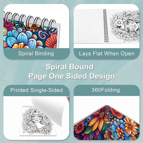 Mandala Adult Coloring Book for Women,Coloring Book for Adults Relaxation,Spiral Bound Single-Sided Print Mindfulness Relaxing Gifts for Women to Stress Relief & Relieve Anxiety in Saudi Arabia