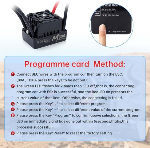 Surpass Hobby ESC Programming Card RC Car Electronic Speed Controller LED Programmer Only Compatible with Surpass Hobby Rocket Brushless ESC 50A 60A 90A 110A (V2 Version) in Kuwait