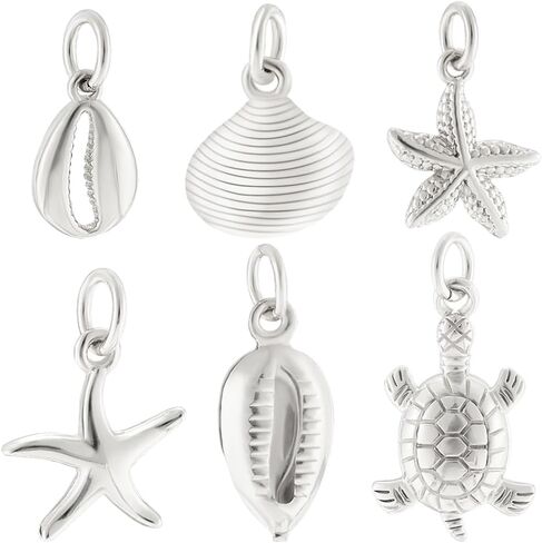 Beebeecraft 24Pcs 6 Styles Small Shell Starfish Tortoise Charm 18K Gold Plated Ocean Sea Animal Necklaces Pendant Charms with Storage Box for Summer DIY Jewelry Making in Saudi Arabia