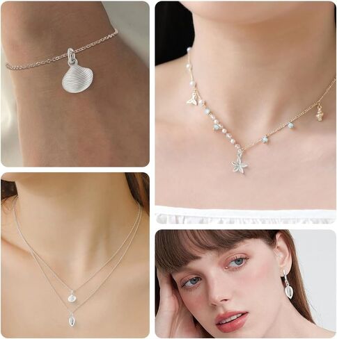 Beebeecraft 24Pcs 6 Styles Small Shell Starfish Tortoise Charm 18K Gold Plated Ocean Sea Animal Necklaces Pendant Charms with Storage Box for Summer DIY Jewelry Making in Saudi Arabia