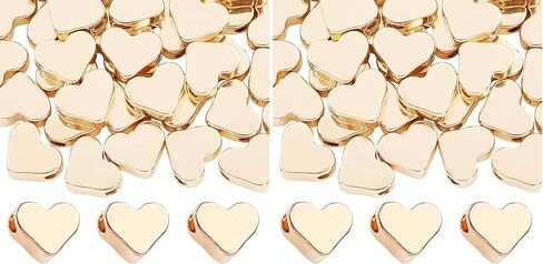 PH PandaHall 60pcs 14K Gold Plated Heart Beads, Heart Spacer Beads 6x7mm Metal Love Brass Loose Bead for Summer Necklace Bracelet Wedding Birthday Jewelry Making in Saudi Arabia