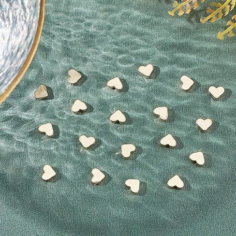 PH PandaHall 60pcs 14K Gold Plated Heart Beads, Heart Spacer Beads 6x7mm Metal Love Brass Loose Bead for Summer Necklace Bracelet Wedding Birthday Jewelry Making in Saudi Arabia