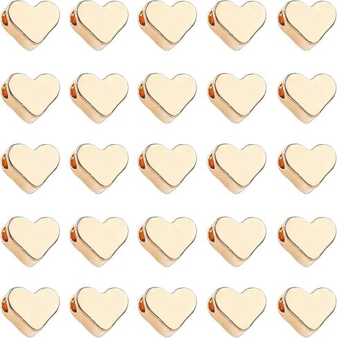 PH PandaHall 60pcs 14K Gold Plated Heart Beads, Heart Spacer Beads 6x7mm Metal Love Brass Loose Bead for Summer Necklace Bracelet Wedding Birthday Jewelry Making in Saudi Arabia
