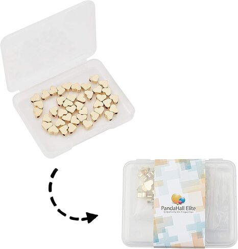 PH PandaHall 60pcs 14K Gold Plated Heart Beads, Heart Spacer Beads 6x7mm Metal Love Brass Loose Bead for Summer Necklace Bracelet Wedding Birthday Jewelry Making in Saudi Arabia