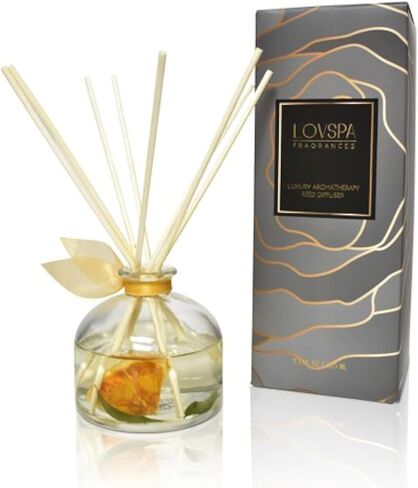 LOVSPA PURIFY Rosewater Reed Diffuser Oil Scented Sticks Gift Set | A Blooming Bouquet of Fragrant Red Roses, Fresh Peonies & Jasmine | Floral Home Decor | Great Housewarming Gift | Made in The USA in Saudi Arabia