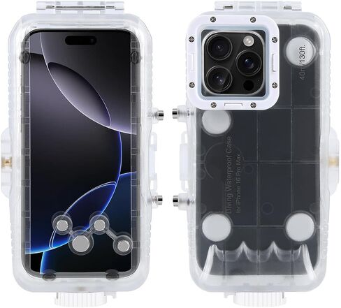 Phone 16 Pro Max /16 Pro Diving Case, Snorkeling Photography Waterproof Phone Cover 130FT/40M Operated Underwater Photo Video Housing (iPhone 16 Pro) Clear in Saudi Arabia