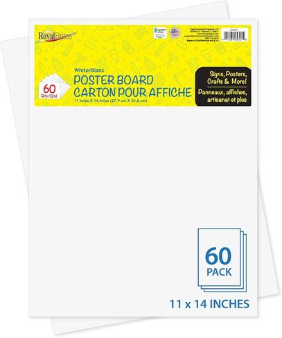 Royal Brites White Poster Board, Classic Presentation Board, 11 x 14 Inches (60 Pack) in Kuwait