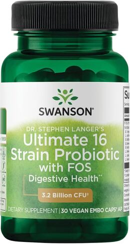 Swanson Dr. Stephen Langer's Formula - Natural Probiotic w/Prebiotic FOS - 16-Strain Supplement Promoting Digestive Support w/ 3.2 Billion CFU per Capsule - (60 Veggie Capsules) (3 Pack) in Saudi Arabia