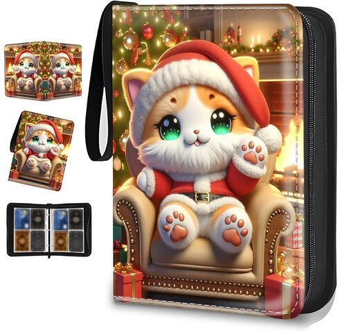 CARD BINDER 4 MOICETS ZIP TRADING CARD BINDER لـ 400 بطاقة ، موثق مجموعة PU مع الأكمام القابلة للإزالة لـ 50 صفحة ، ألبوم جامع محمول ، دفتر بطاقة لبطاقة اللعبة ، البطاقات الرياضية ، الهدايا in Kuwait