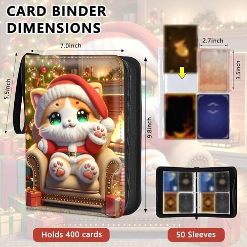 CARD BINDER 4 MOICETS ZIP TRADING CARD BINDER لـ 400 بطاقة ، موثق مجموعة PU مع الأكمام القابلة للإزالة لـ 50 صفحة ، ألبوم جامع محمول ، دفتر بطاقة لبطاقة اللعبة ، البطاقات الرياضية ، الهدايا in Kuwait