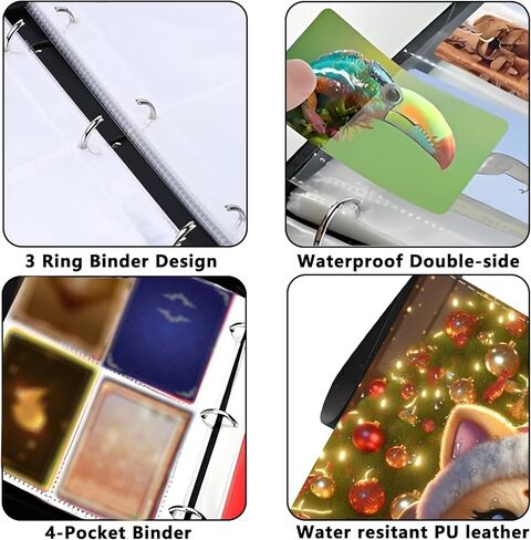 CARD BINDER 4 MOICETS ZIP TRADING CARD BINDER لـ 400 بطاقة ، موثق مجموعة PU مع الأكمام القابلة للإزالة لـ 50 صفحة ، ألبوم جامع محمول ، دفتر بطاقة لبطاقة اللعبة ، البطاقات الرياضية ، الهدايا in Kuwait