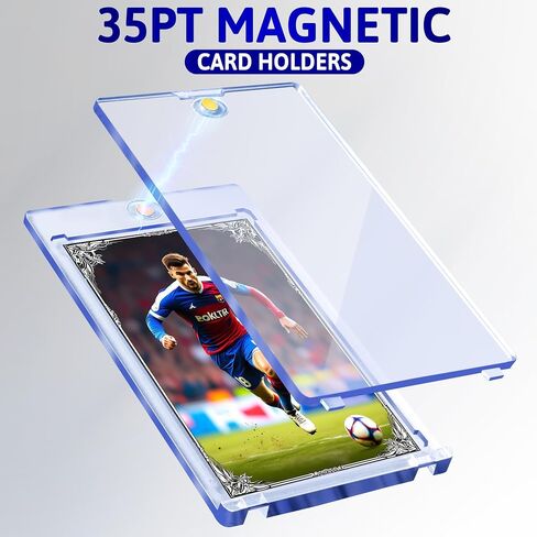 50ct Magnetic Card Holder, 35pt Magnetic Card Holder for Trading Cards, UV Protection Baseball Card Holders Hard Plastic Card Protectors for MTG Cards, Sports Cards, Baseball Cards, Game Cards in Saudi Arabia