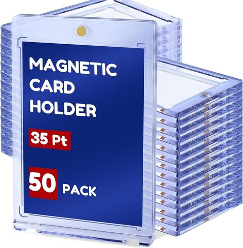 50ct Magnetic Card Holder, 35pt Magnetic Card Holder for Trading Cards, UV Protection Baseball Card Holders Hard Plastic Card Protectors for MTG Cards, Sports Cards, Baseball Cards, Game Cards in Saudi Arabia