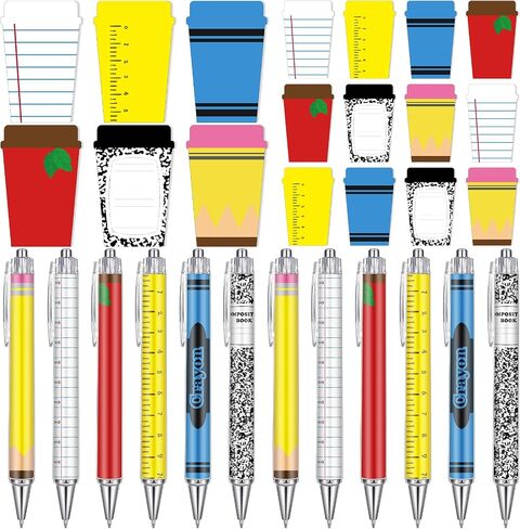 Thenshop 12 Set Back to School Teacher Gifts Funny Teacher Appreciation Sticky Notes Ballpoint Pen Notepad Self Adhesive Writing Thank You Gift Bulk for Women School Employee Classroom Office Supplies in Saudi Arabia