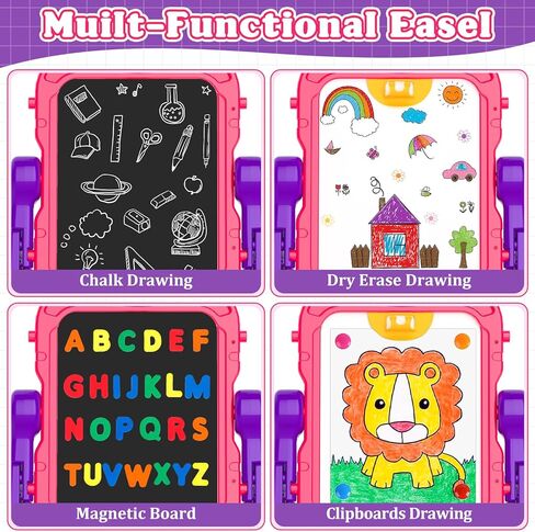 Easel for Kids,Toddler Toys for Ages 2-4, Double-Sided Magnetic Kids Art Easel for 2 Year Old Boy Birthday Gift,Toys for 3 Year Old Boy Dry Erase Boards,Drawing Boadrs for 2 3 4 5 Years Old Girl Gift in Kuwait