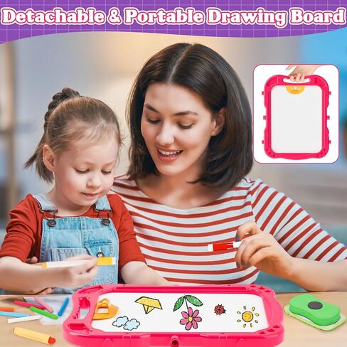 Easel for Kids,Toddler Toys for Ages 2-4, Double-Sided Magnetic Kids Art Easel for 2 Year Old Boy Birthday Gift,Toys for 3 Year Old Boy Dry Erase Boards,Drawing Boadrs for 2 3 4 5 Years Old Girl Gift in Kuwait