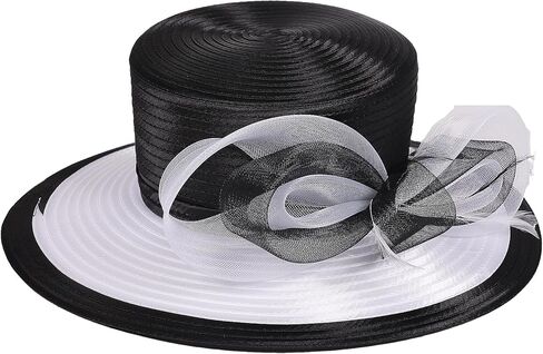 F Byvves Women Derby Church Dress Fascinator Cloche Hat Wide Brim Tea Party Wedding Wedding Wedding مع لهجة القوس in Kuwait