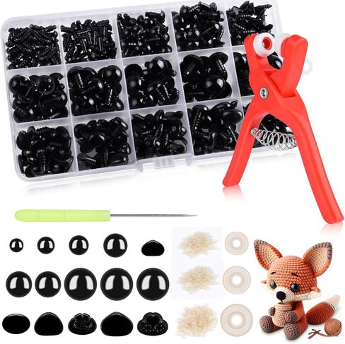 400Pcs Safety Eyes for Crochet Eyes Amigurumi， 14mm Safety Eyes for Stuffed Animals, 200pcs Washers whth 200pcs Plastic Craft Eyes for Crocheting Doll Eyes Making in Kuwait