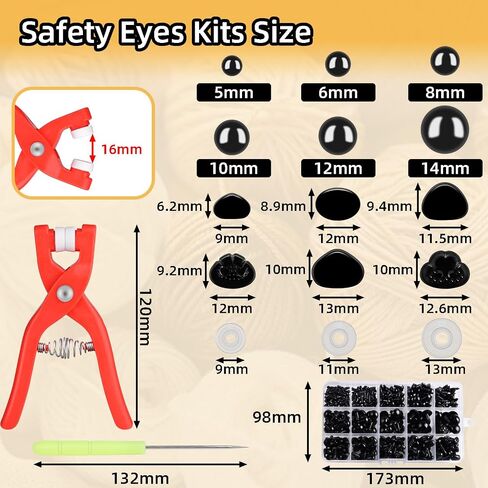 400Pcs Safety Eyes for Crochet Eyes Amigurumi， 14mm Safety Eyes for Stuffed Animals, 200pcs Washers whth 200pcs Plastic Craft Eyes for Crocheting Doll Eyes Making in Kuwait