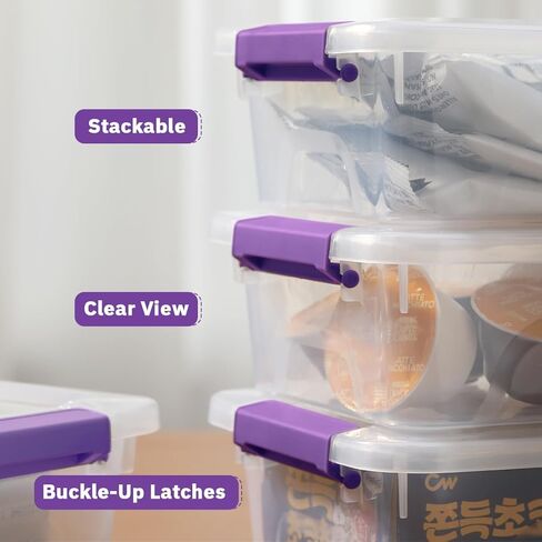 حاويات التخزين البلاستيكية صناديق تخزين حرفية واضحة مع مقبض رمادي ، مربع منظم مع أغطية متينة قابلة للتكديس لتنظيم الحرف والأدوات (4 حزمة 10 كوارت) in Kuwait