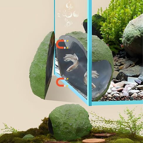 Aquarium Decor Ornaments,Magnetic Detachable Fish Tank Decorations Hideout,Resin Fish House for Betta Fish Tank Decor,Shrimp Tank Accessories Cichlid Caves for Aquarium in Saudi Arabia