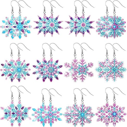Remuuly 12 Pairs Christmas Diamond Art Earrings Making Kit 5d DIY Dangle Drop Diamond Art Painting Earrings Ornament Christmas Tree Santa Snowflake Snowman Jewelry Making for Adults Women Tool Kit in Saudi Arabia