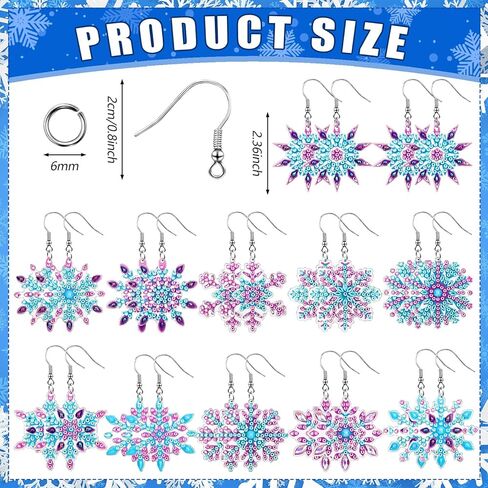 Remuuly 12 Pairs Christmas Diamond Art Earrings Making Kit 5d DIY Dangle Drop Diamond Art Painting Earrings Ornament Christmas Tree Santa Snowflake Snowman Jewelry Making for Adults Women Tool Kit in Saudi Arabia
