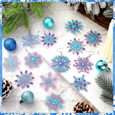 Remuuly 12 Pairs Christmas Diamond Art Earrings Making Kit 5d DIY Dangle Drop Diamond Art Painting Earrings Ornament Christmas Tree Santa Snowflake Snowman Jewelry Making for Adults Women Tool Kit in Saudi Arabia
