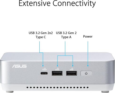 ASUS NUC 15 Pro+ Full System Mini PC with Intel Series 2 Core Ultra 5 225H, 16GB DDR5 RAM, 512GB SSD, Thunderbolt™ 4, Wi-Fi 7, Bluetooth 5.4, Win 11 Home, Toolless Silver Aluminum Chassis, VESA Mount in Saudi Arabia