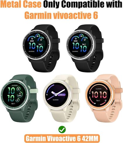 علبة Bearddo Metal لـ Garmin Vivoactive 6 Smartwatch ، 2 في 1 مديك من الفولاذ المقاوم للصدأ وغطاء خلفي مع إكسسوارات القماش التنظيف ، حالة وقائية مقاومة للصدمات الوعرة لـ 6 رجال نشطين رماديون داكن رماديون in Kuwait