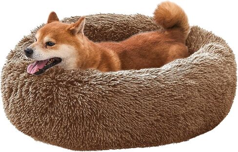Comfort Donut Dog Bed - Ultra-Soft Pet Bed with Neck Support, 3 Sizes (Machine Washable) for Small/Medium/Large Dogs & Cats (Gray, 32''Lx32''Wx8''Th) in Saudi Arabia