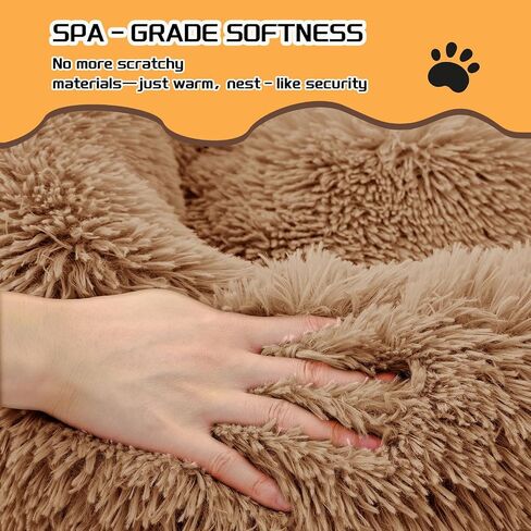 Comfort Donut Dog Bed - Ultra-Soft Pet Bed with Neck Support, 3 Sizes (Machine Washable) for Small/Medium/Large Dogs & Cats (Gray, 32''Lx32''Wx8''Th) in Saudi Arabia