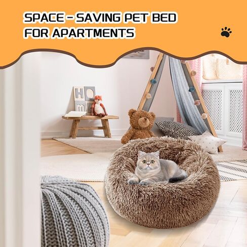 Comfort Donut Dog Bed - Ultra-Soft Pet Bed with Neck Support, 3 Sizes (Machine Washable) for Small/Medium/Large Dogs & Cats (Gray, 32''Lx32''Wx8''Th) in Saudi Arabia
